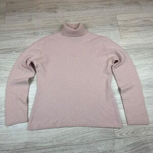 Sutton Studio Cashmere Blend Turtleneck Sweater Light Baby Pink Womens Size M